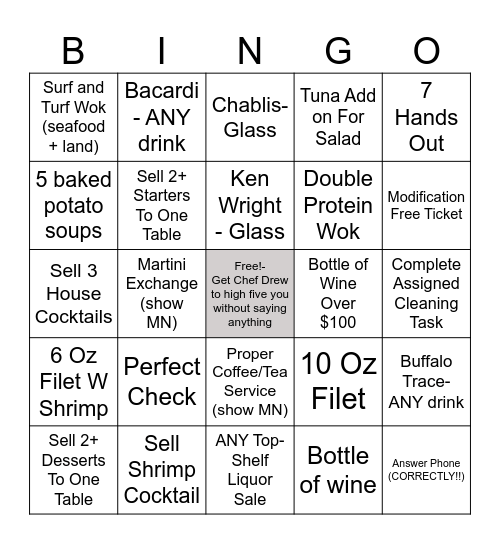 Sever Bingo Card