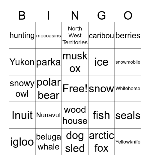 canada's north Bingo Card