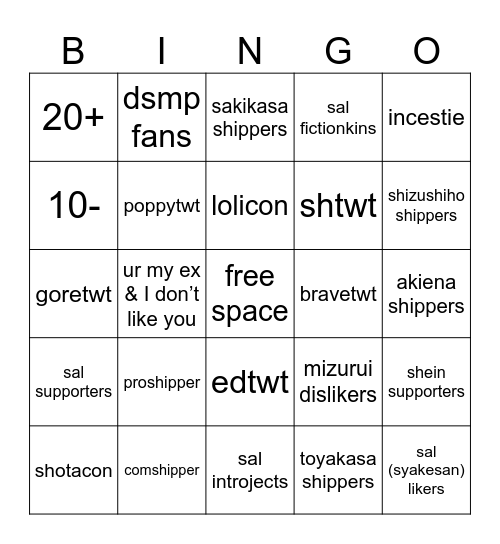 dni list Bingo Card