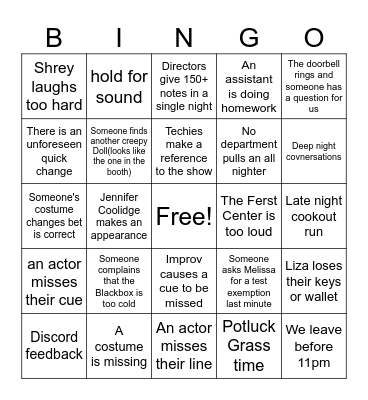 Tech Week Bingo Card