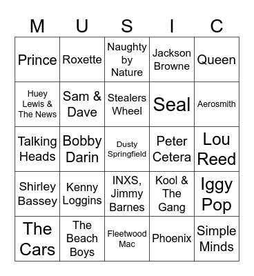 Music Bingo #85 (Movies 1) Bingo Card