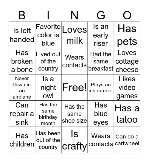 People Bingo Card