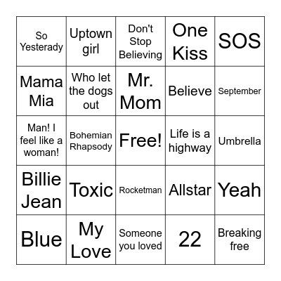 Music Bingo Card