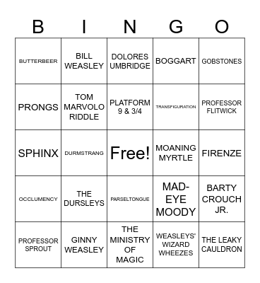 HARRY POTTER TRIVIA BINGO! Bingo Card