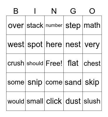 Blends and Sight Words Bingo Card