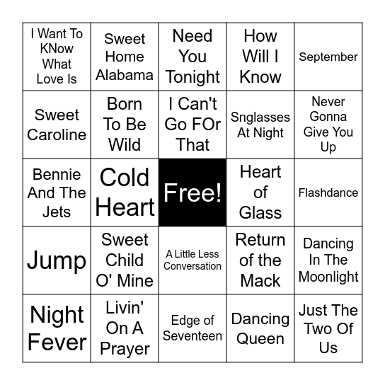 REMIX Bingo Card