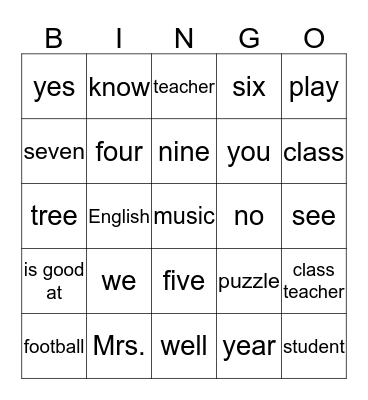 ILE1 U3 Bingo Card