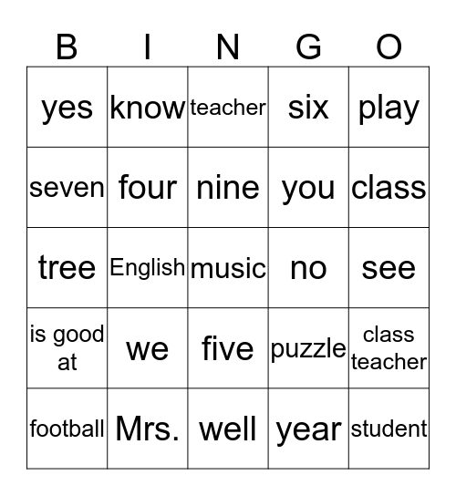 ILE1 U3 Bingo Card