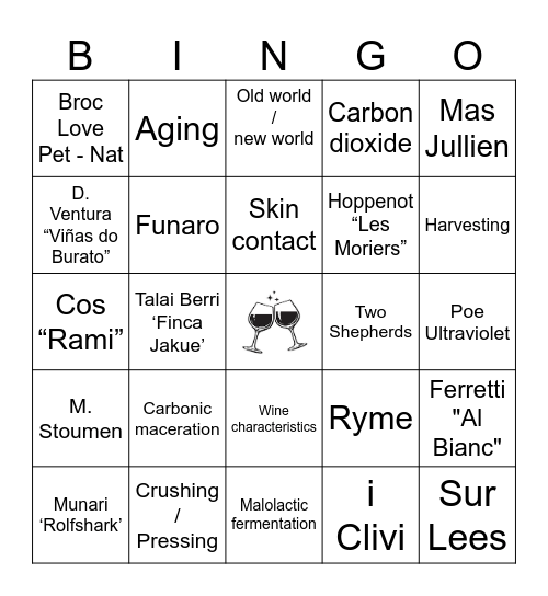 V    I     N    O Bingo Card