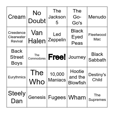 Formerly in this band... Bingo Card
