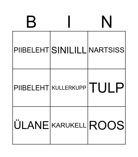 LILLED Bingo Card