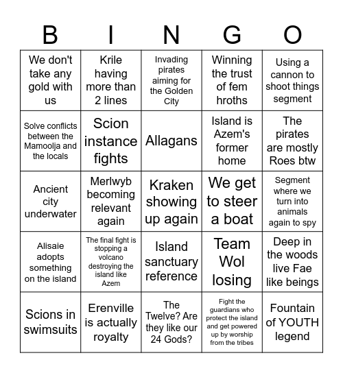 Dawntrail BINGO Card