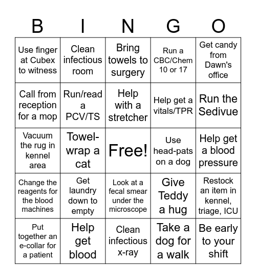 Kennel Bingo Card