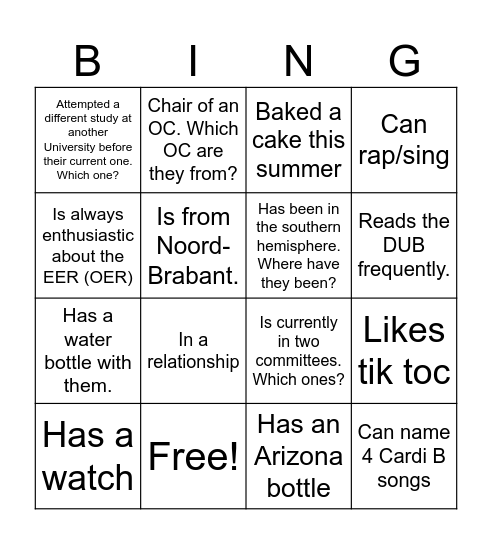 Ice-Ice Breaker! Bingo Card