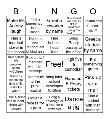 St. Patty's Day Fun! Bingo Card