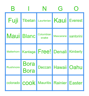 social studies bingo Card