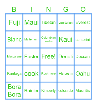 social studies bingo Card