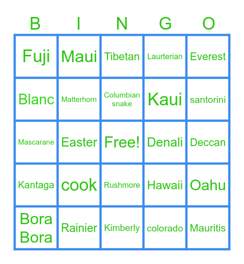social studies bingo Card