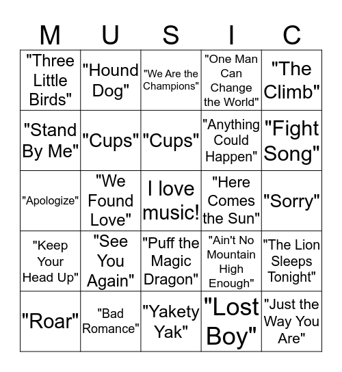 Music Bingo! Bingo Card