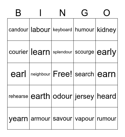 WTR Bingo Card