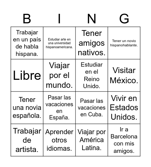 Plan para el futuro Bingo Card