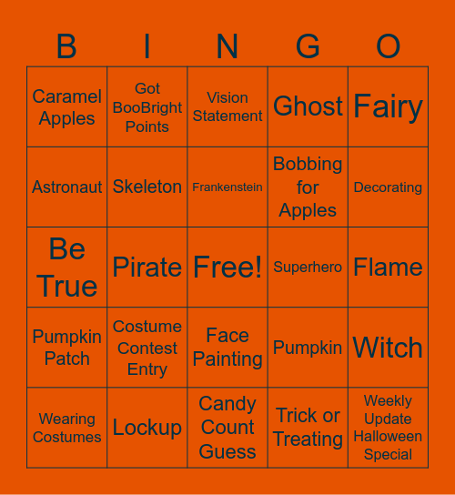 Brandoween Bingo Card