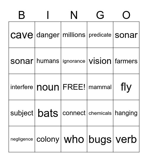 Language LIve!  Bingo Card