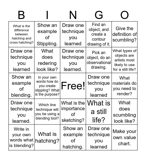 Drawing Bingo Card