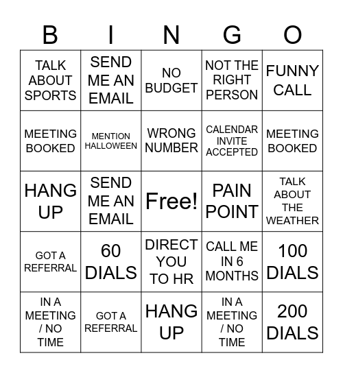 UPWORK CALL-A-THON Bingo Card