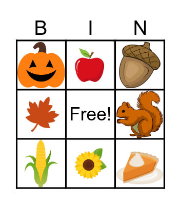 Fall Items #3 Bingo Card