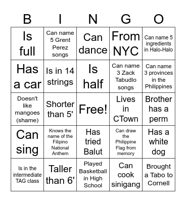 Untitled Bingo Card