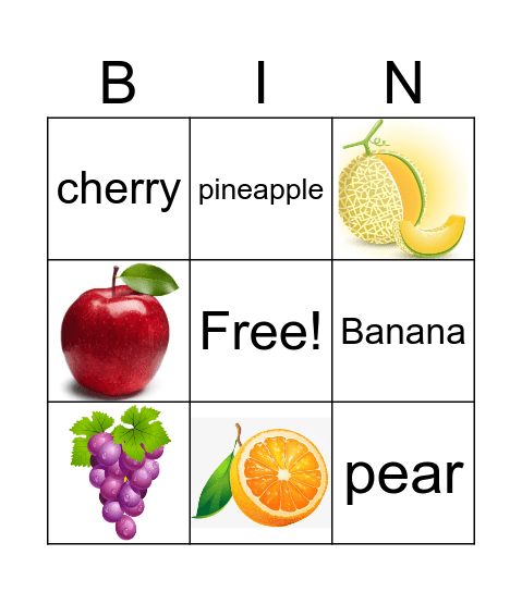 Fruits Bingo Card