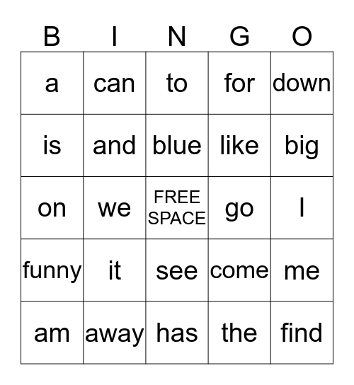 Sight Word Bingo! Bingo Card