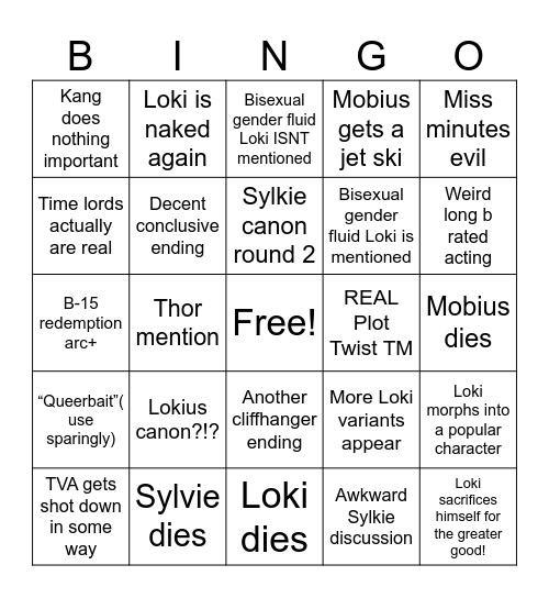 Loki S2 Bingo Card