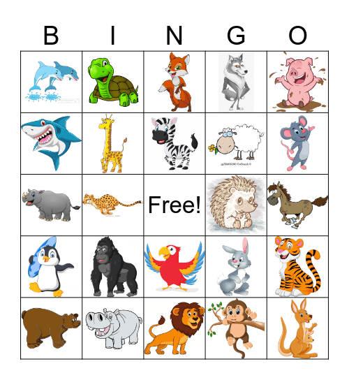 ZOO ANIMALS Bingo Card