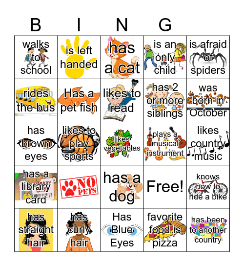 Get to know you bingo Card