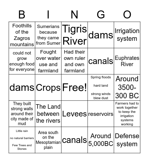 Chapter 4 - History Alive Bingo Card