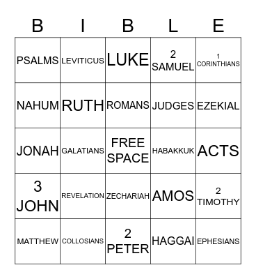 BIBLE BINGO Card