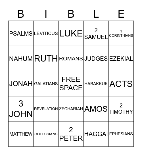 BIBLE BINGO Card