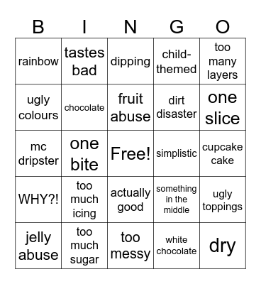 transform cake Bingo Card