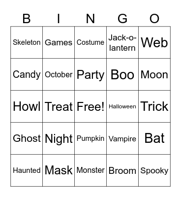 Halloween Bingo Card