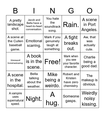 Twilight Movie Bingo! Bingo Card