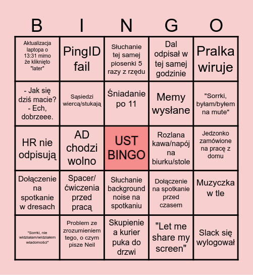 UST Bingo Card