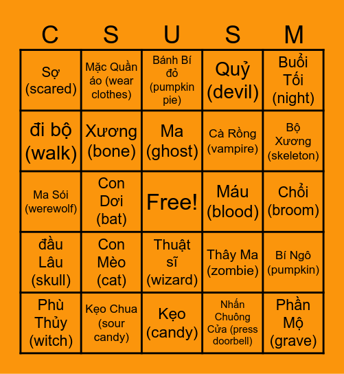 VSA CASINO NIGHT Bingo Card