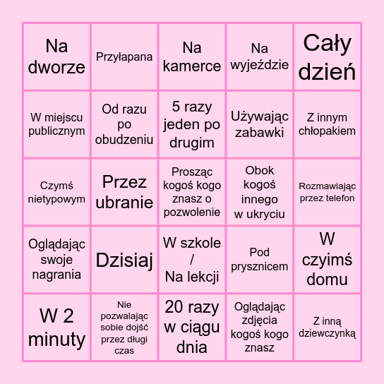 Masturbacyjne bingo 2 Bingo Card