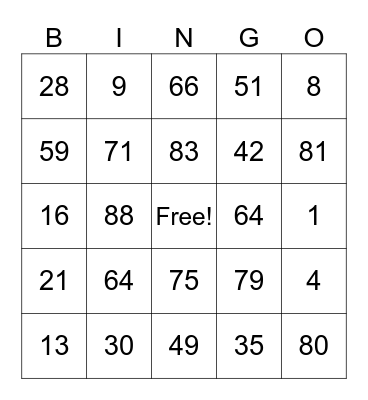 KORFBALL SA Bingo Card