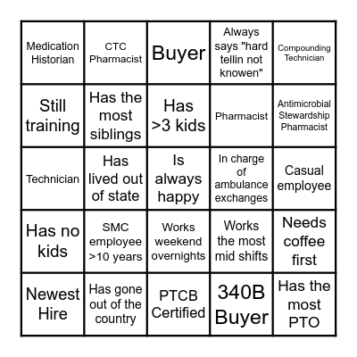 Pharmacy Week 2023 Bingo Card