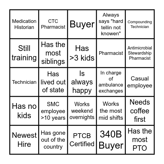 Pharmacy Week 2023 Bingo Card