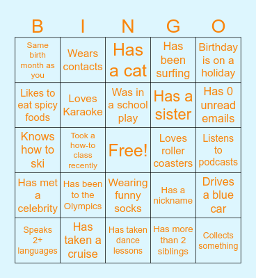 TRAILS Get to Know You BINGO Card