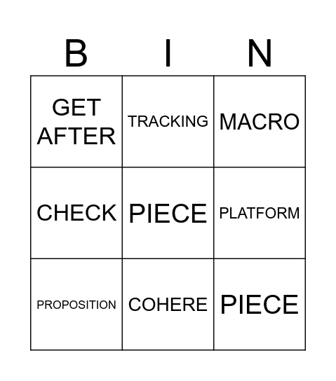 BINGO PROPOSITION Bingo Card